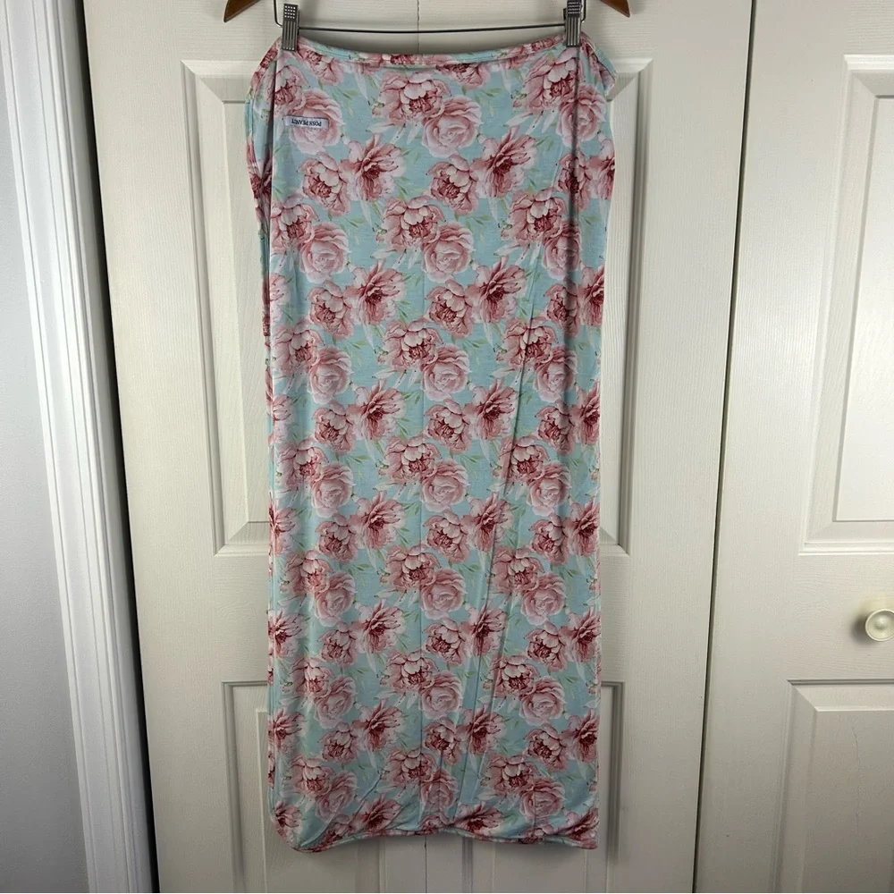 Posh Peanut Floral Baby Blanket Chelsea Kennedy Reversible Pink Blue Black